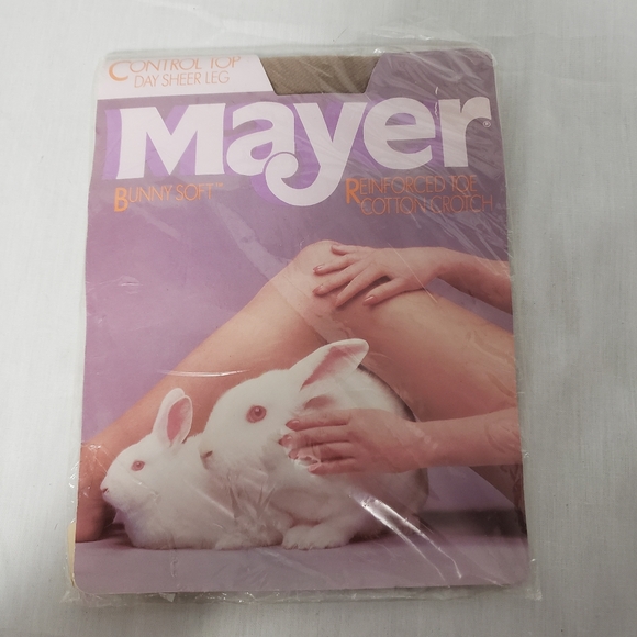 80s Mayer Sheer Tan Panty Hose Size Medium Plus Control Top - Picture 1 of 5